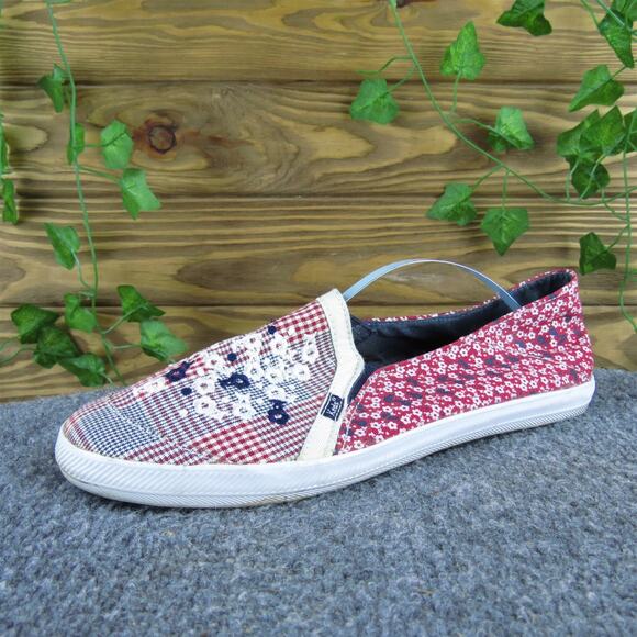 Keds Women's Floral Slip-On Red Fabric Sz 8 Medium Gently Used 2025 - Picture 1 of 7